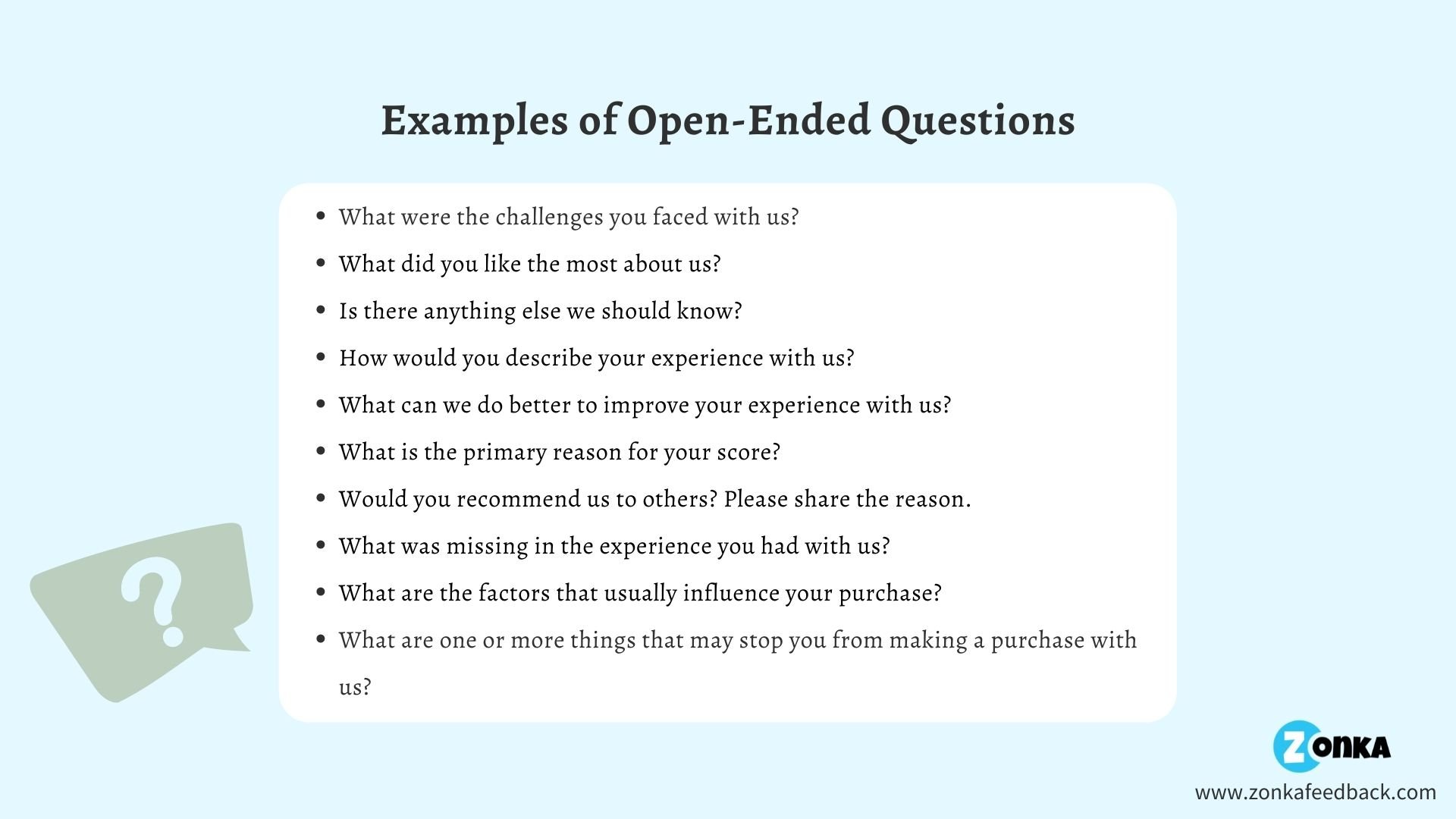 Examples Of Open Ended Questions In A Survey   Open Ended Questions (6) 